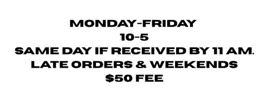 Fri. afternoon- Sunday(Weekend Printing 8-12 & M-T (After Hours Service Available 5-6) Same Day